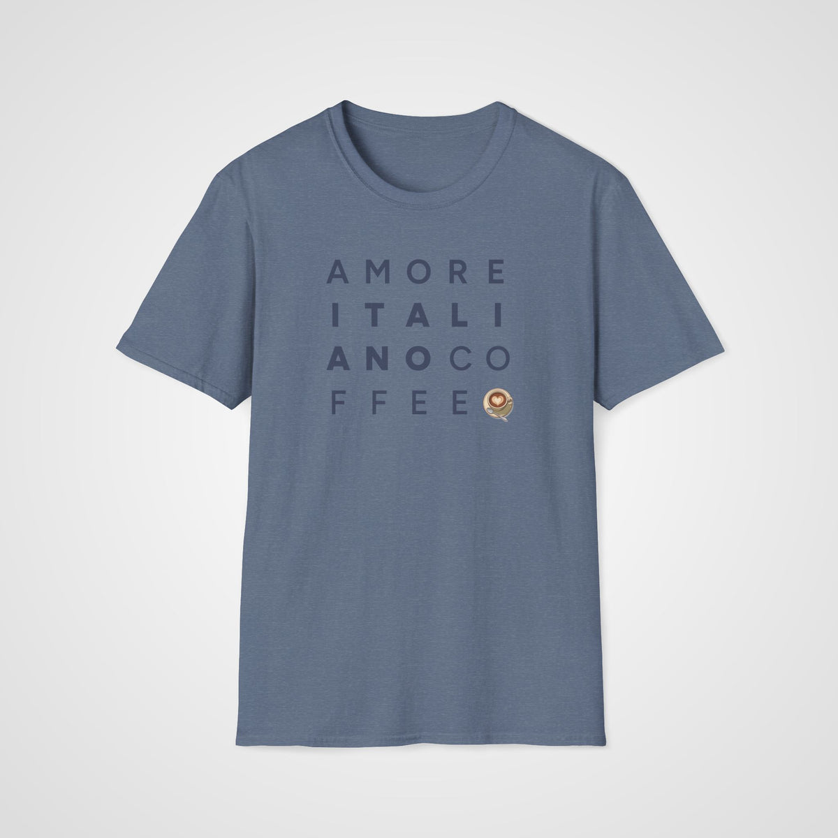 Amore Italiano Coffee T-Shirt in Heather Indigo