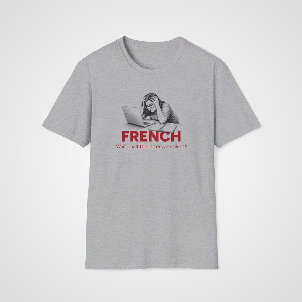 French Silent Letters T-Shirt in Sport Gray