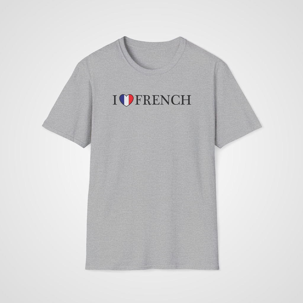 I Love French Flag Heart T-Shirt in Sport Gray