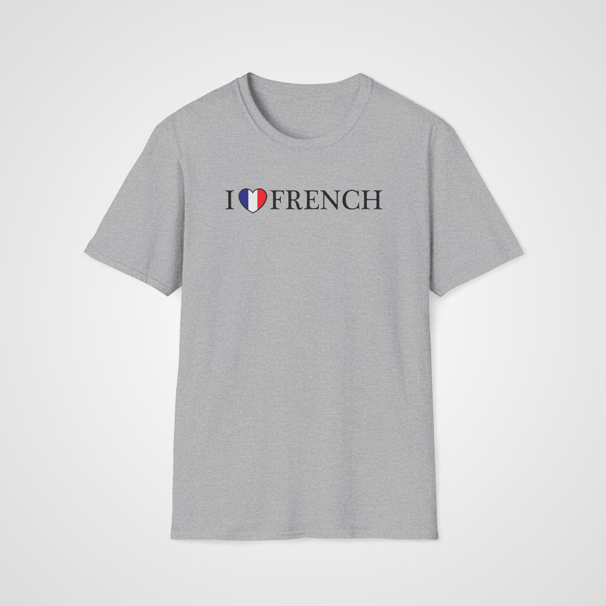 I Love French Flag Heart T-Shirt in Sport Gray