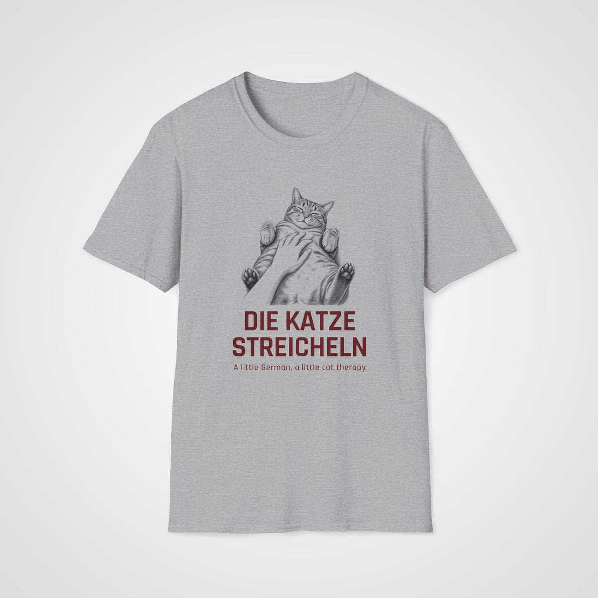 Die Katze Streicheln T-Shirt in Sport Gray