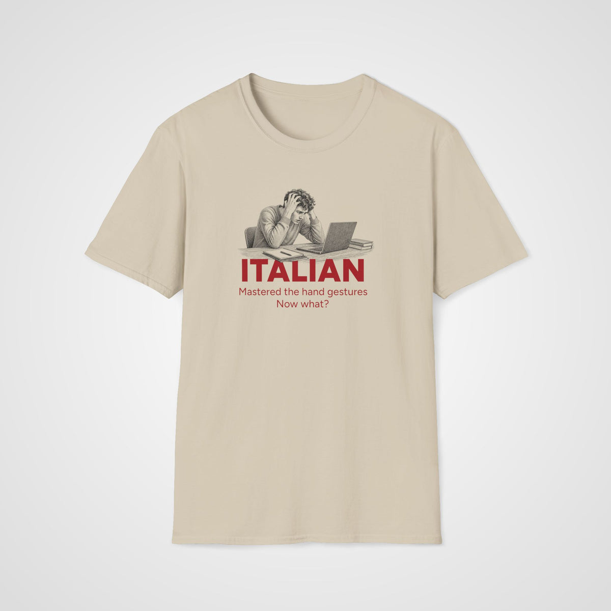 Italian Hand Gestures T-Shirt in Sand