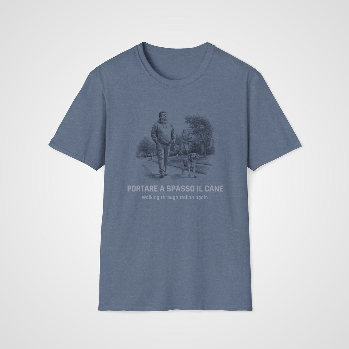 Italian Dog Walk T-Shirt in Heather Indigo