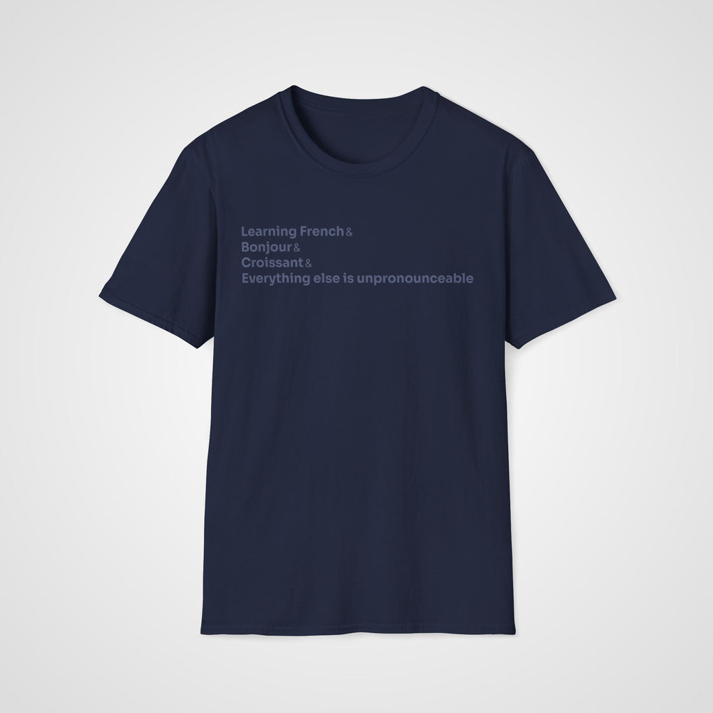 Bonjour Croissant French T-Shirt in Navy
