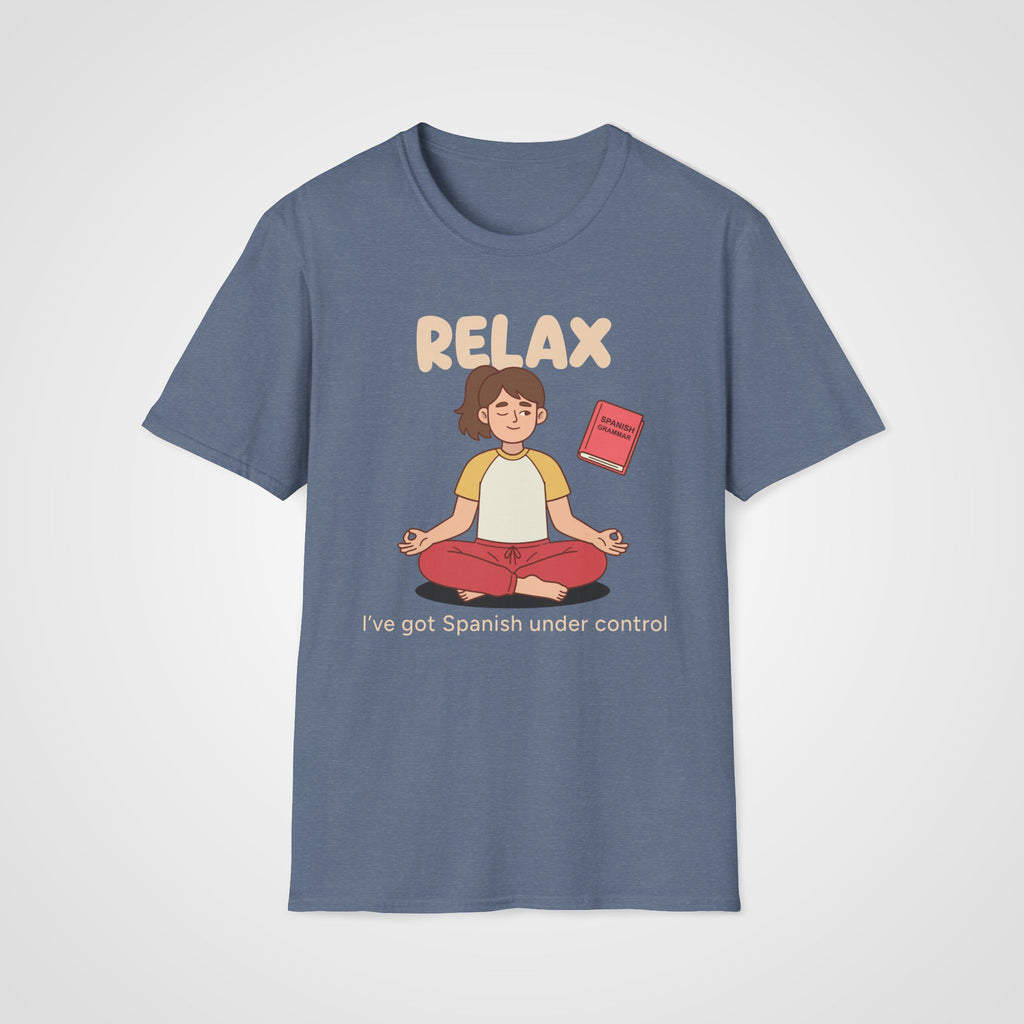 Spanish Under Control T-Shirt in Heather Indigo