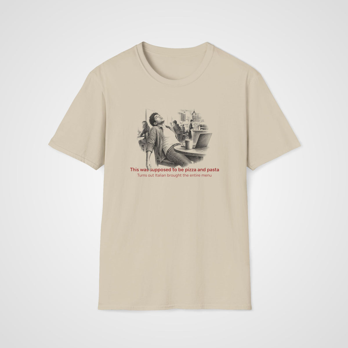 Pizza and Pasta Italian T-Shirt in Sand
