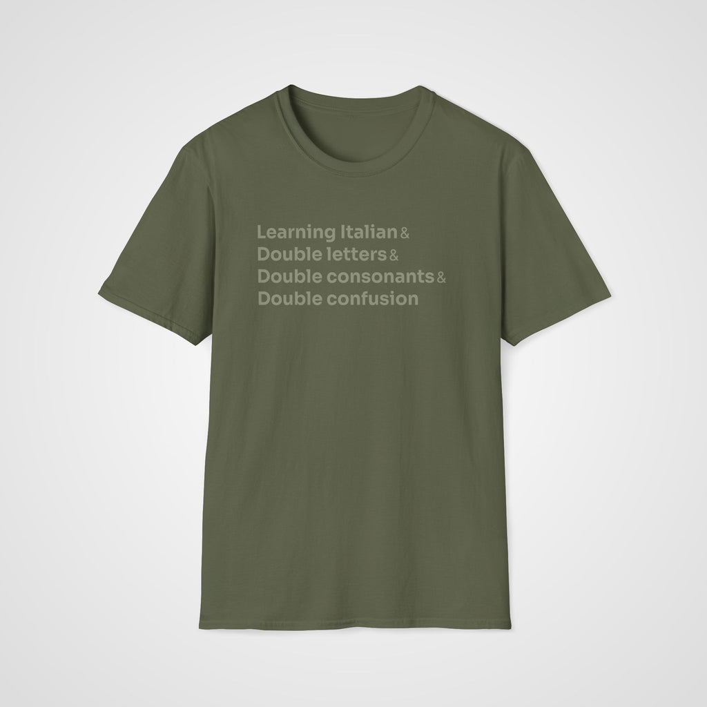 Double Letters Italian T-Shirt in Military Green
