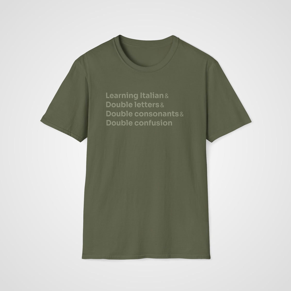 Double Letters Italian T-Shirt in Military Green