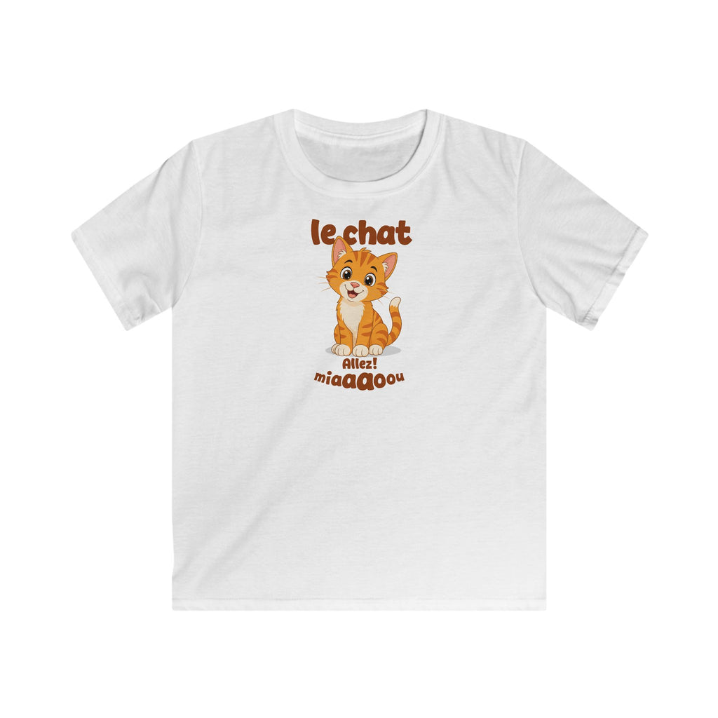 Le Chat Miaaaou Kids T-Shirt in White