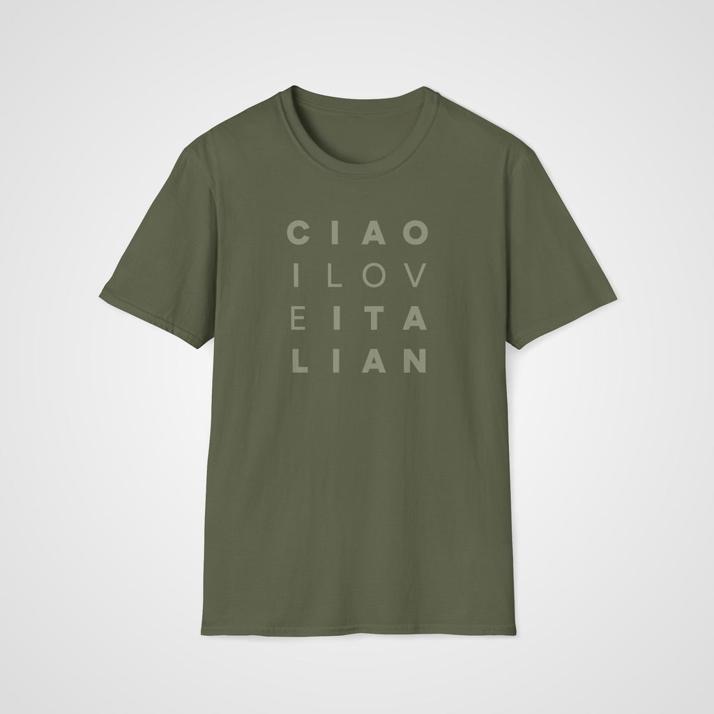 Ciao I Love Italian T-Shirt in Military Green