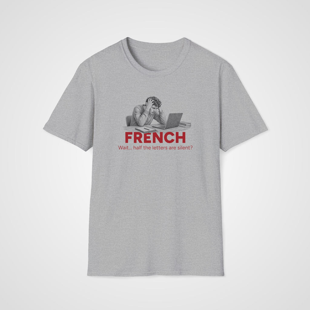 French Silent Letters T-Shirt in Sport Gray