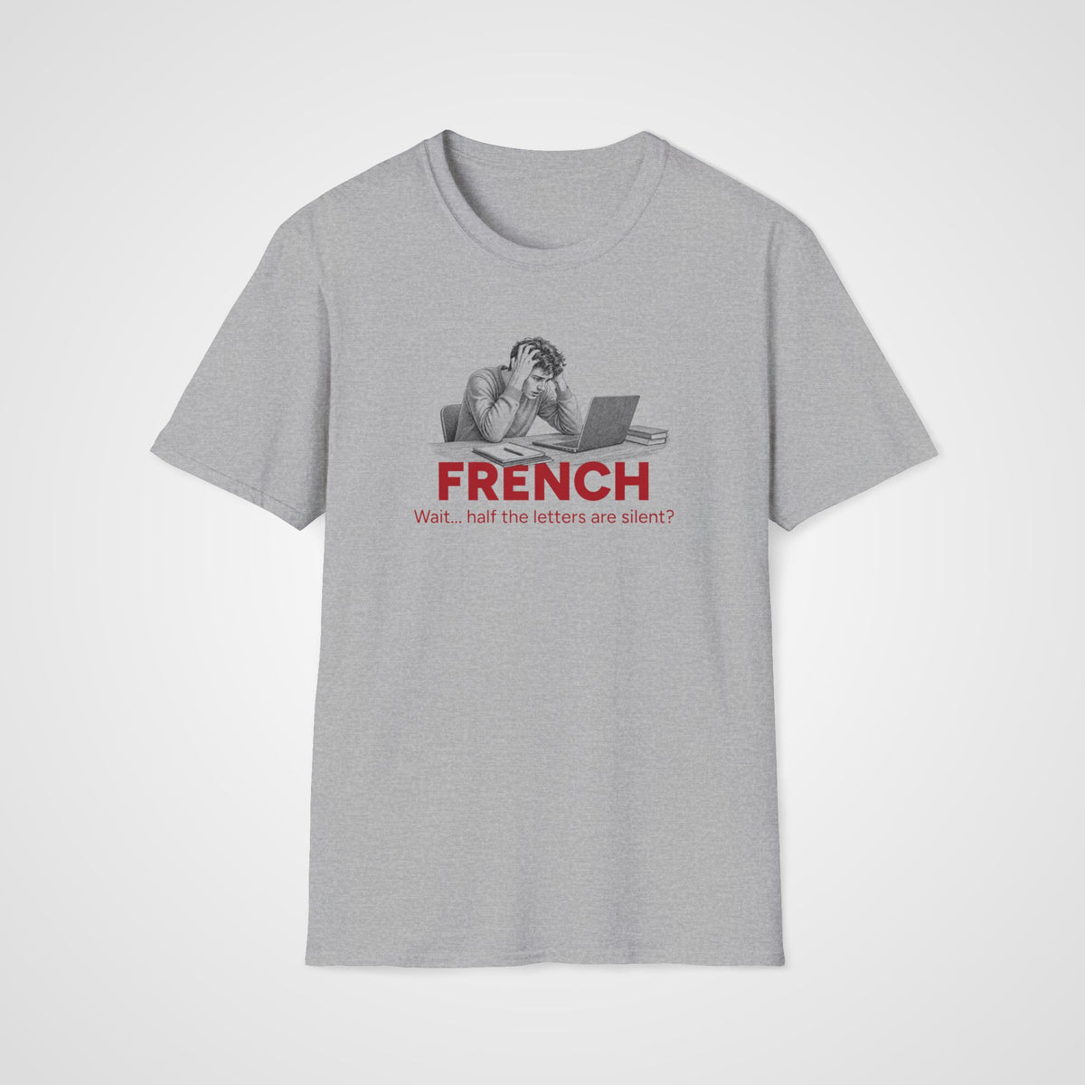 French Silent Letters T-Shirt in Sport Gray