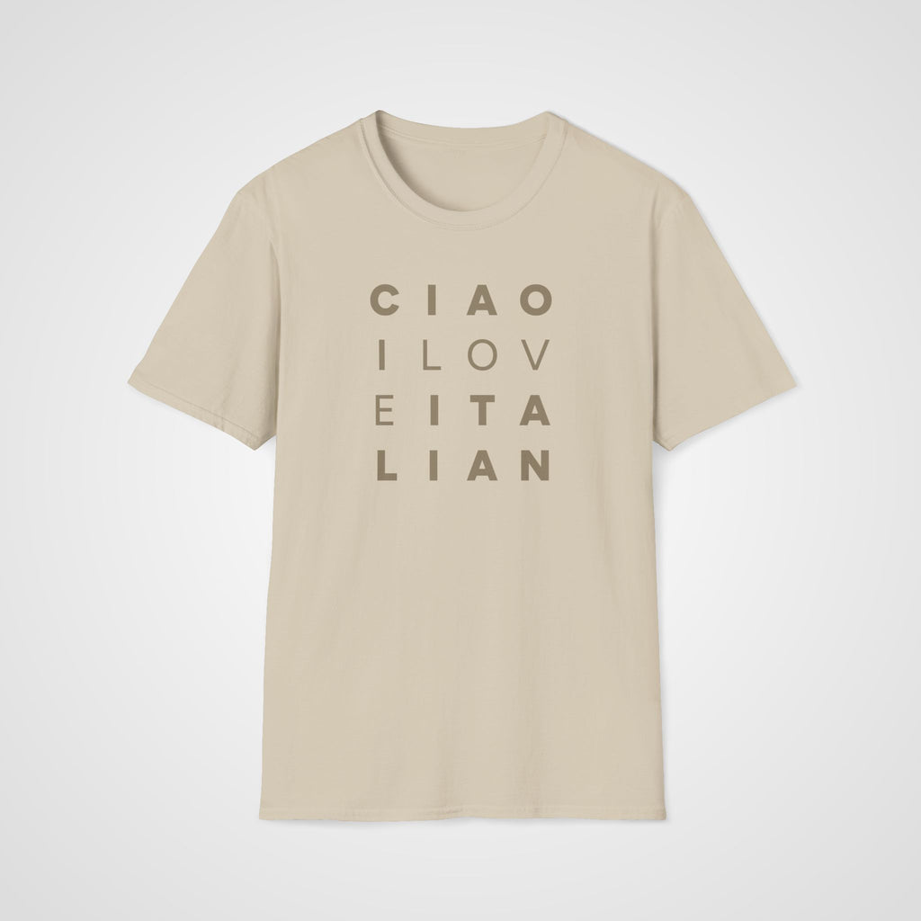 Ciao I Love Italian T-Shirt in Sand
