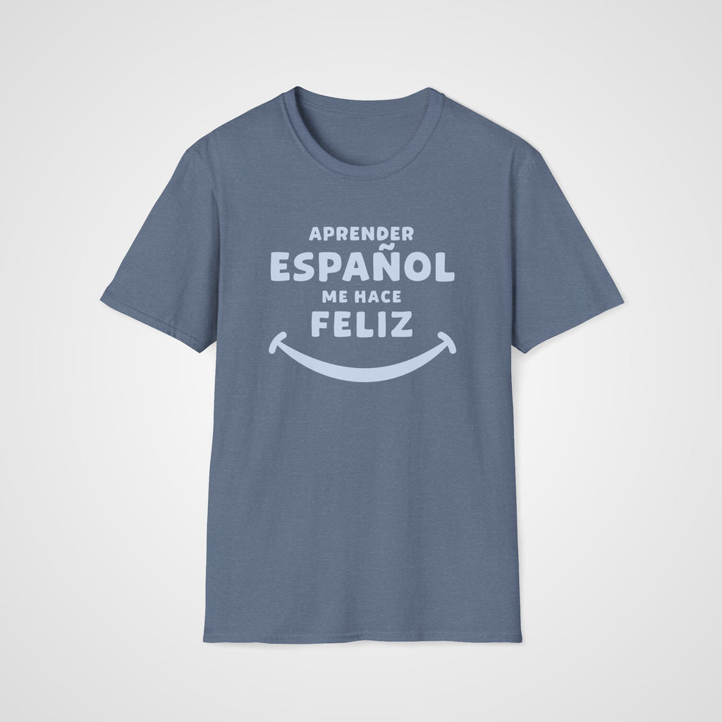 Español me Hace Feliz T-Shirt in Heather Indigo
