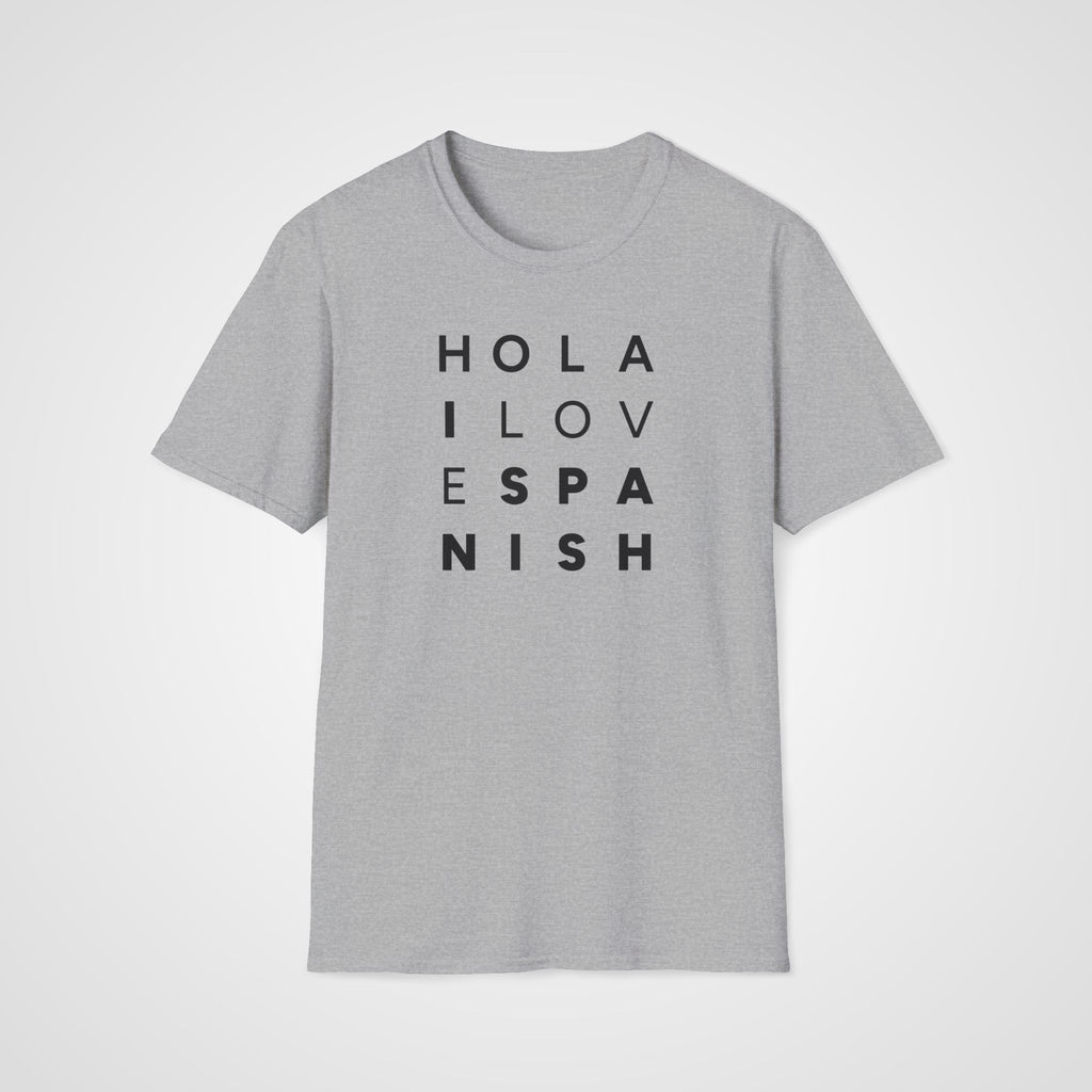Hola I Love Spanish T-Shirt in Sport Gray