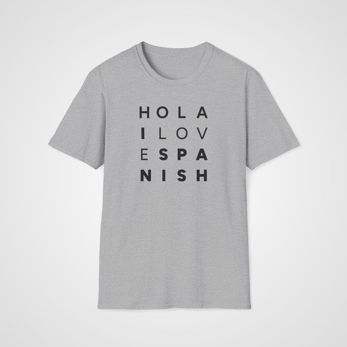 Hola I Love Spanish T-Shirt in Sport Gray