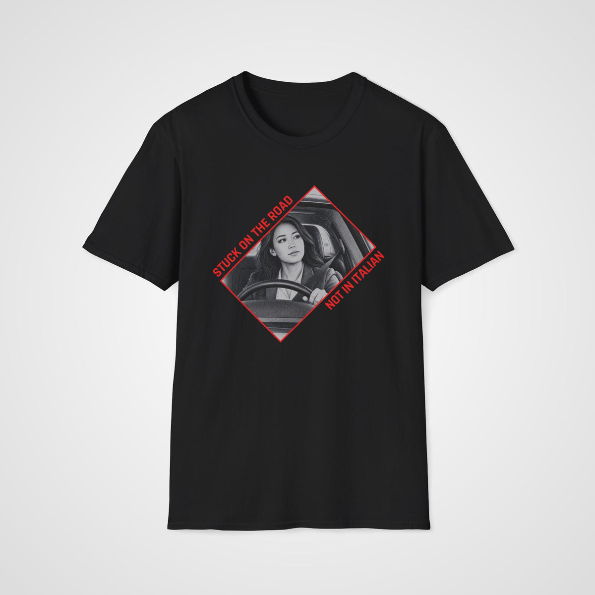 Not Stuck in Italian T-Shirt in Black