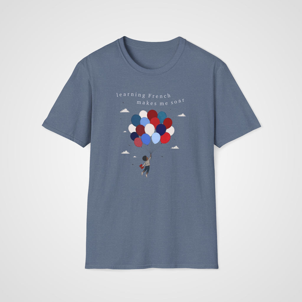 French Makes Me Soar T-Shirt in Heather Indigo