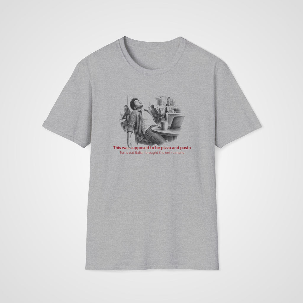 Pizza and Pasta Italian T-Shirt in Sport Gray
