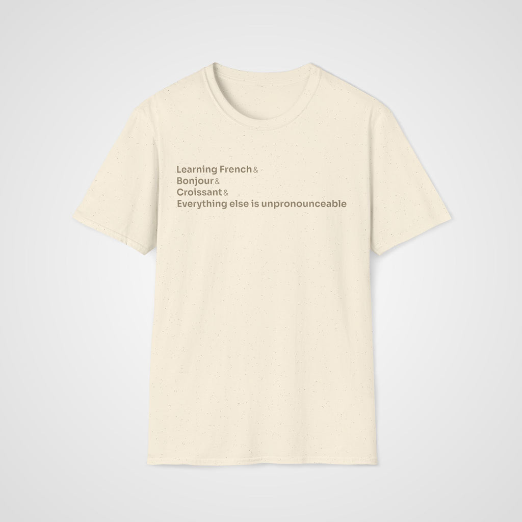 Bonjour Croissant French T-Shirt in Natural