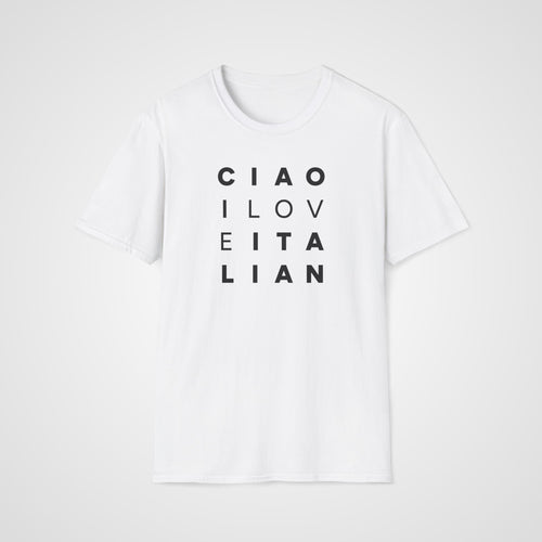 Ciao I Love Italian T-Shirt in White