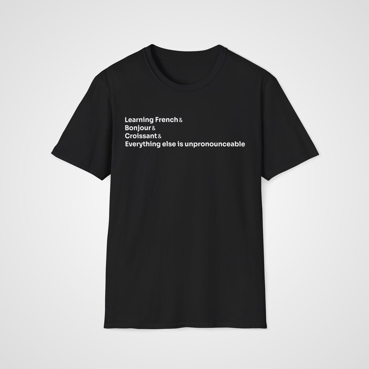 Bonjour Croissant French T-Shirt in Black