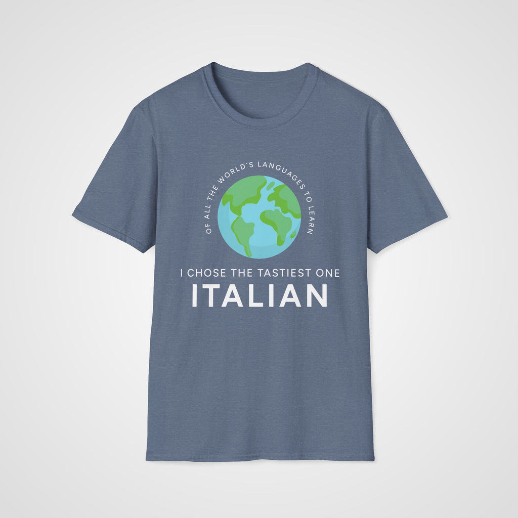 Italian Tastiest Language T-Shirt in Heather Indigo