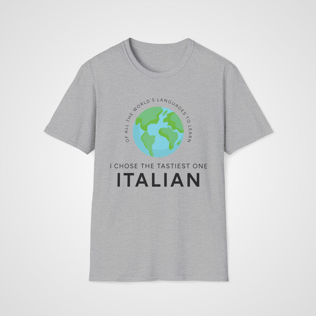 Italian Tastiest Language T-Shirt in Sport Gray