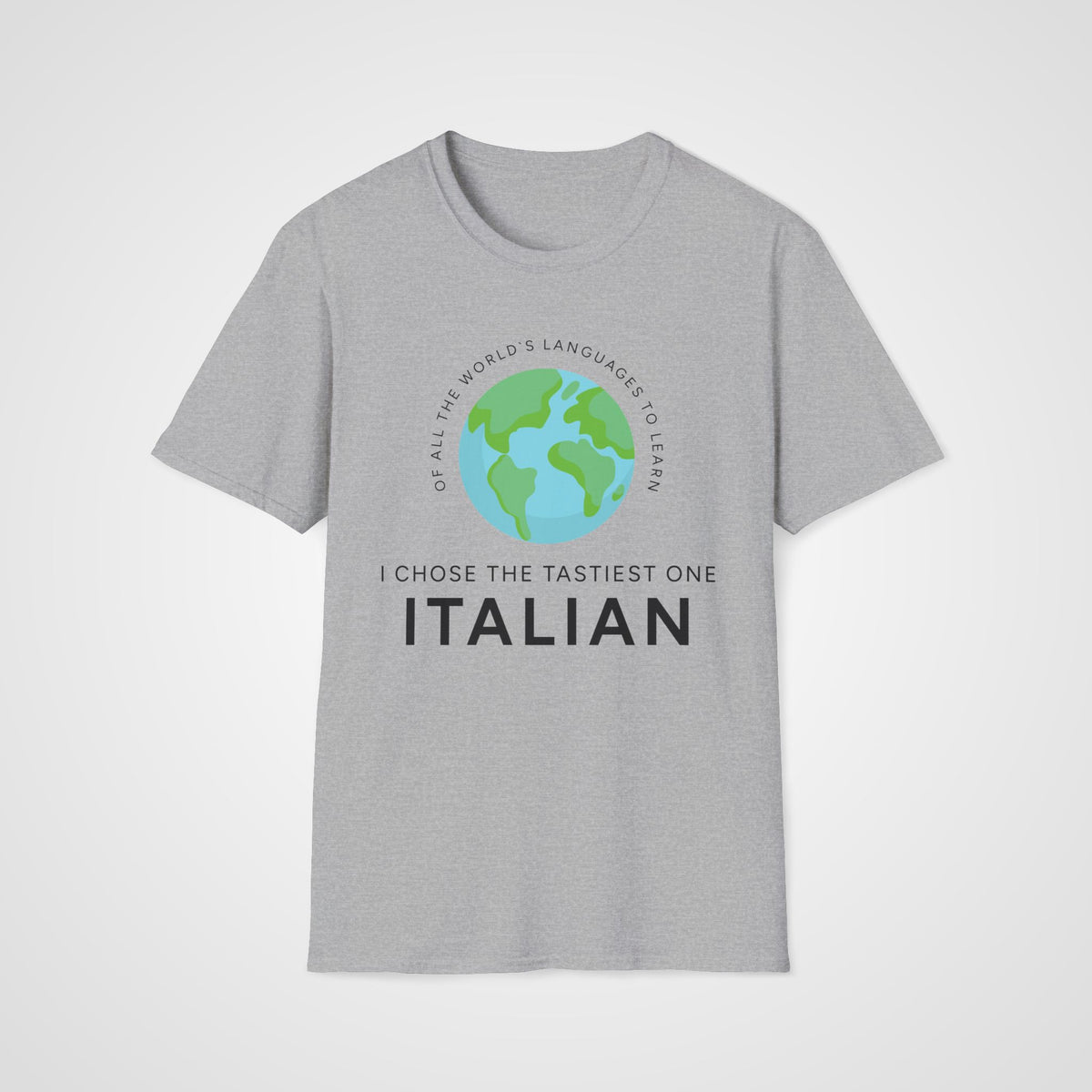Italian Tastiest Language T-Shirt in Sport Gray