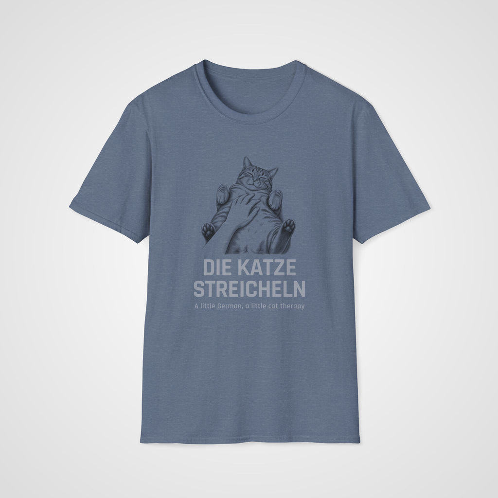 Die Katze Streicheln T-Shirt in Heather Indigo