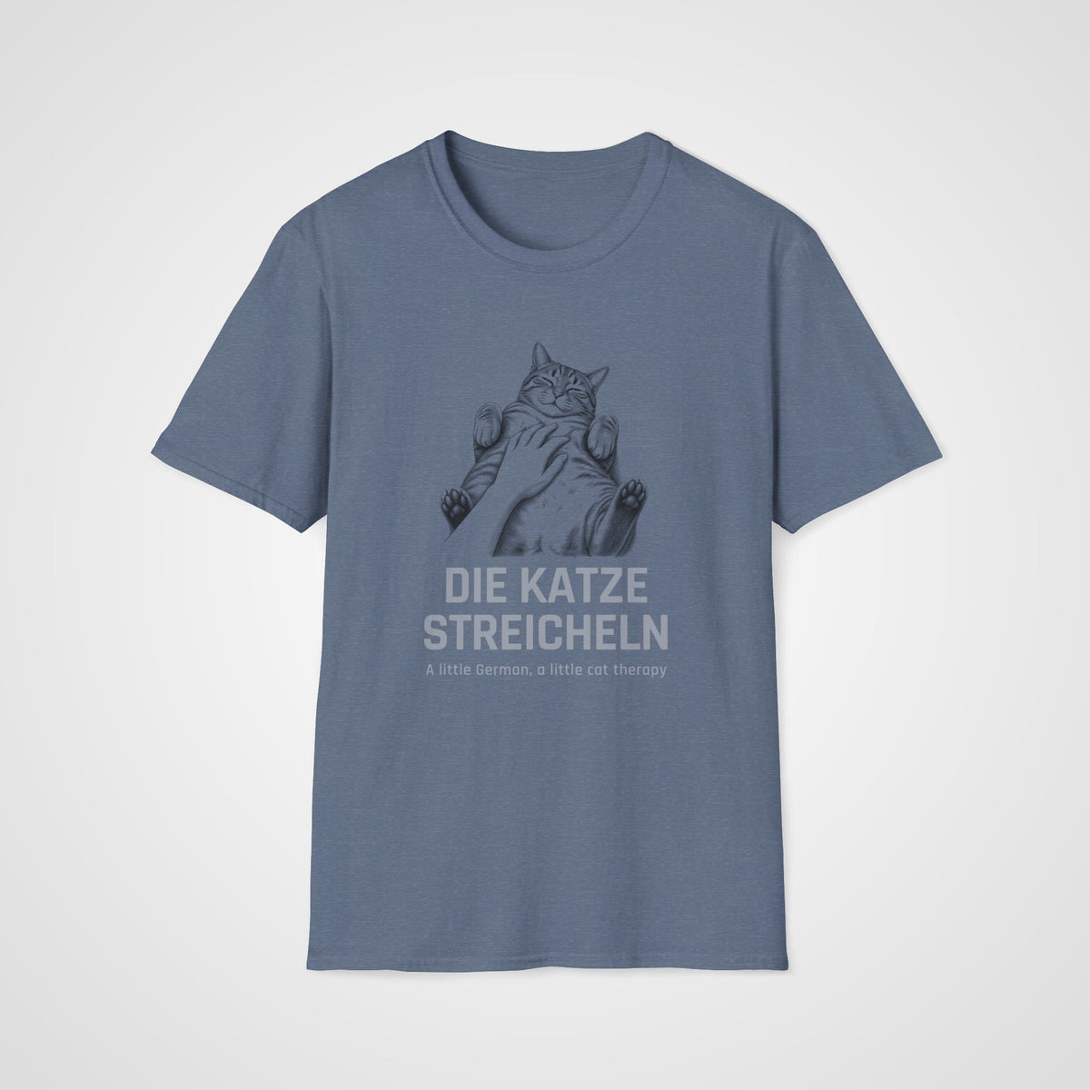 Die Katze Streicheln T-Shirt in Heather Indigo