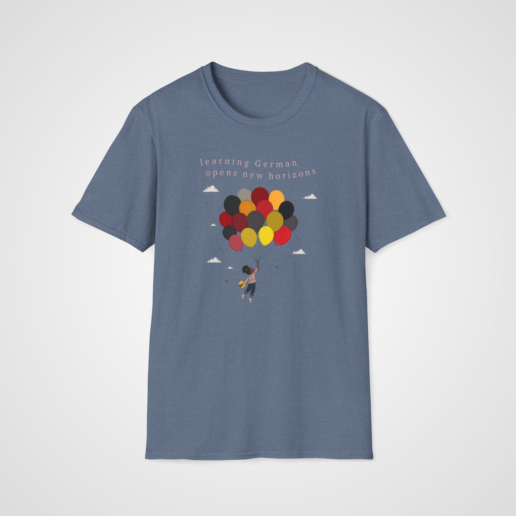 New Horizons German T-Shirt in Heather Indigo