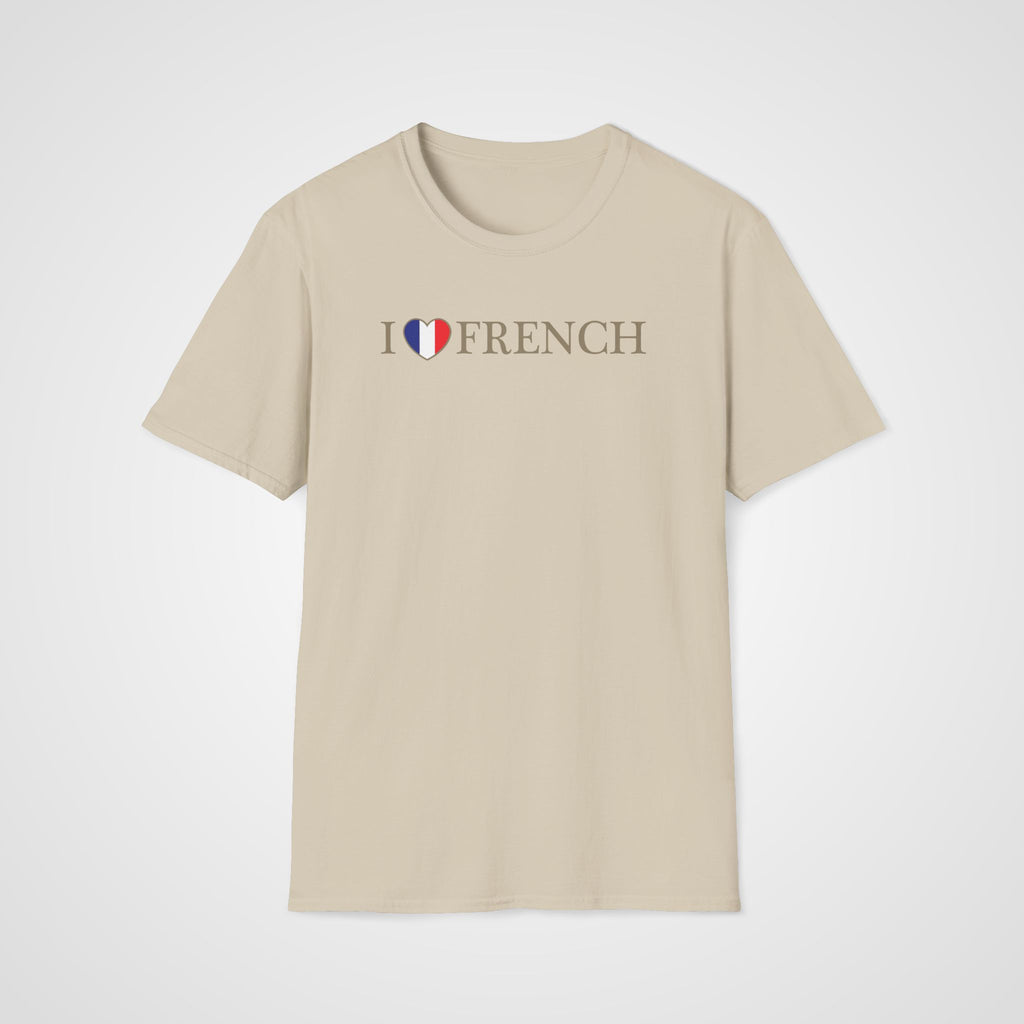 I Love French Flag Heart T-Shirt in Sand