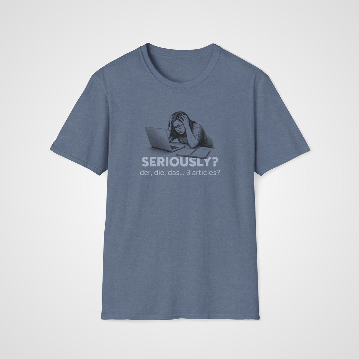 German Articles T-Shirt in Heather Indigo