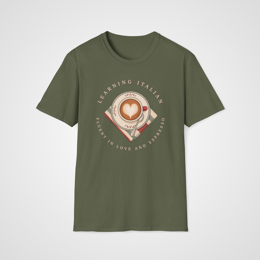 Love and Espresso T-Shirt in Military Green