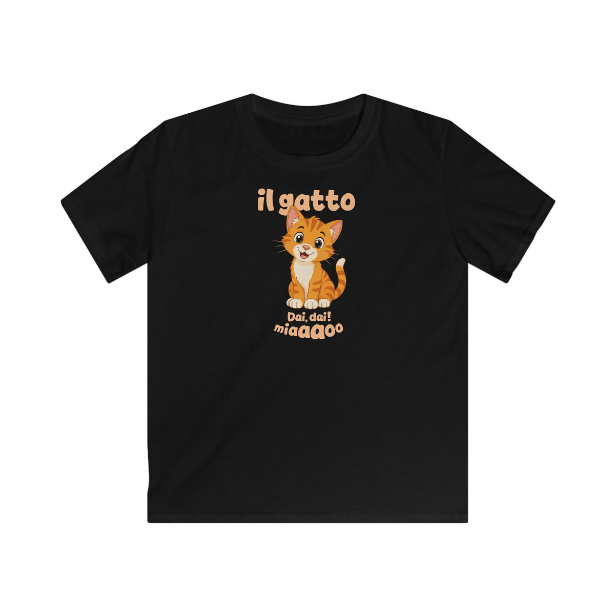 Il Gatto Miaaao Kids T-Shirt in Black