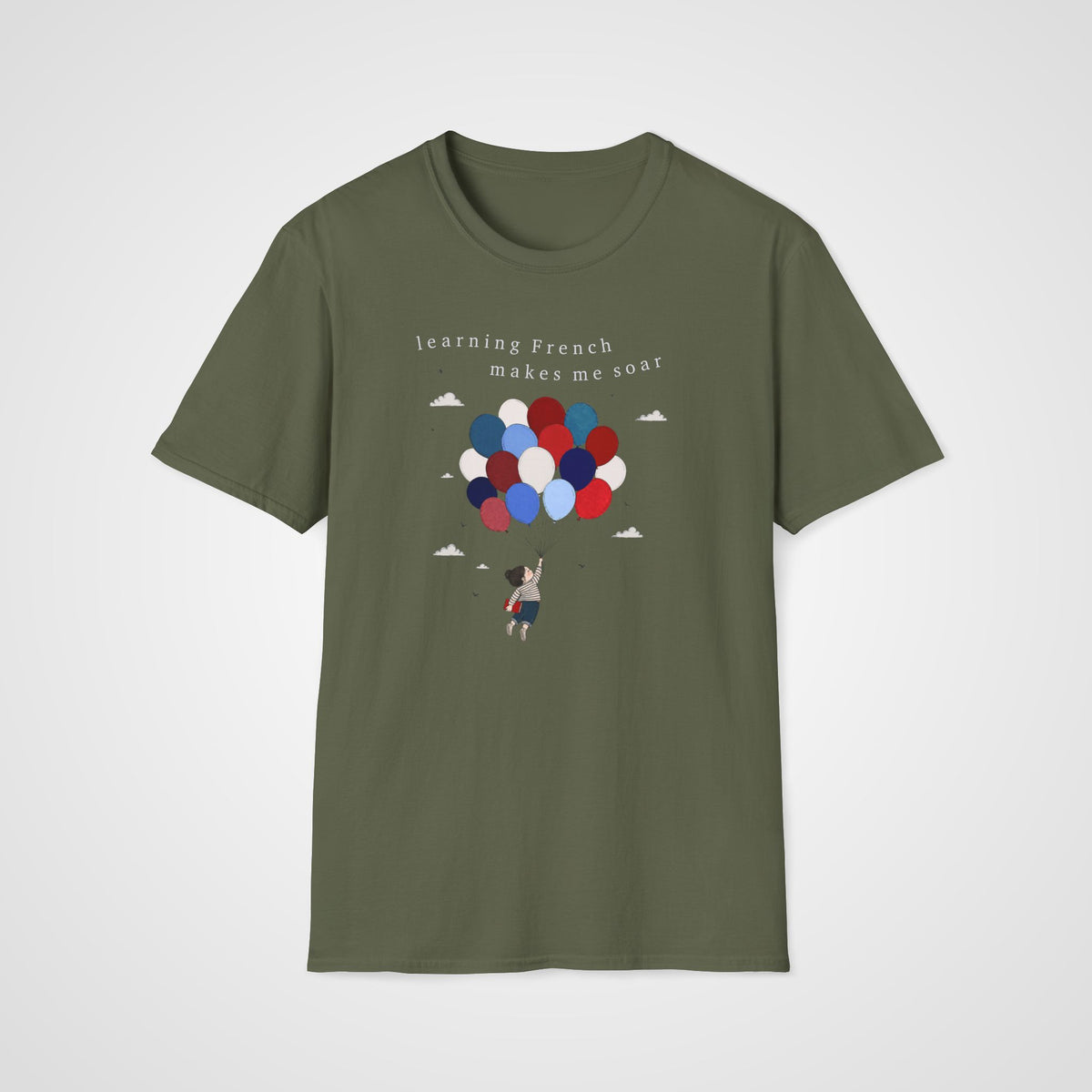 French & Balloons T-Shirt in Military Green