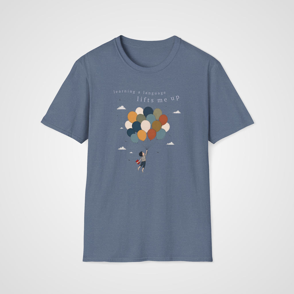 Lifted by Language T-Shirt in Heather Indigo