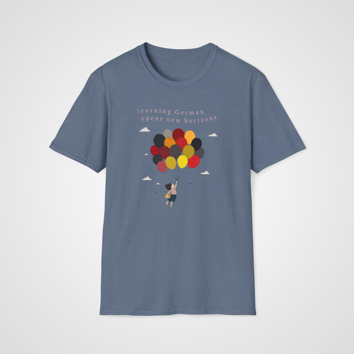 New Horizons German T-Shirt in Heather Indigo