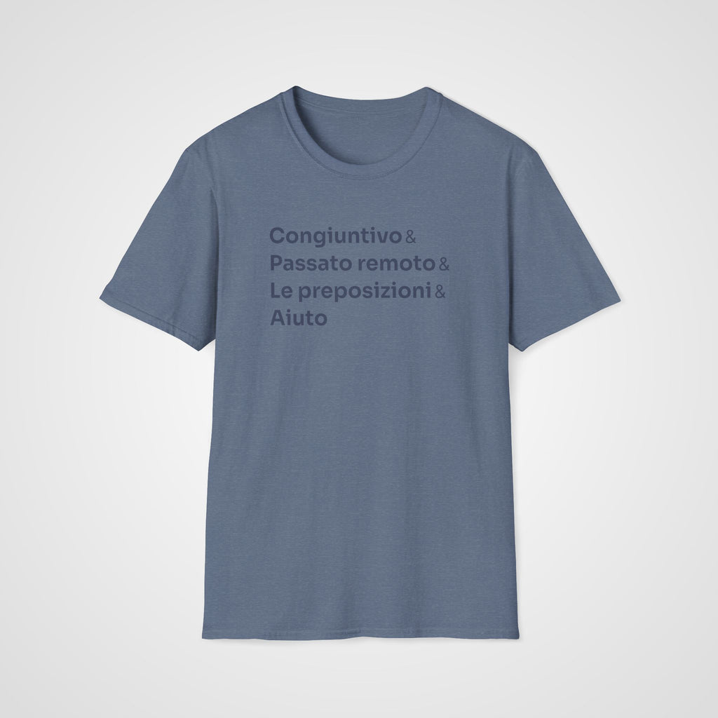 Italian Grammar Aiuto T-Shirt in Heather Indigo