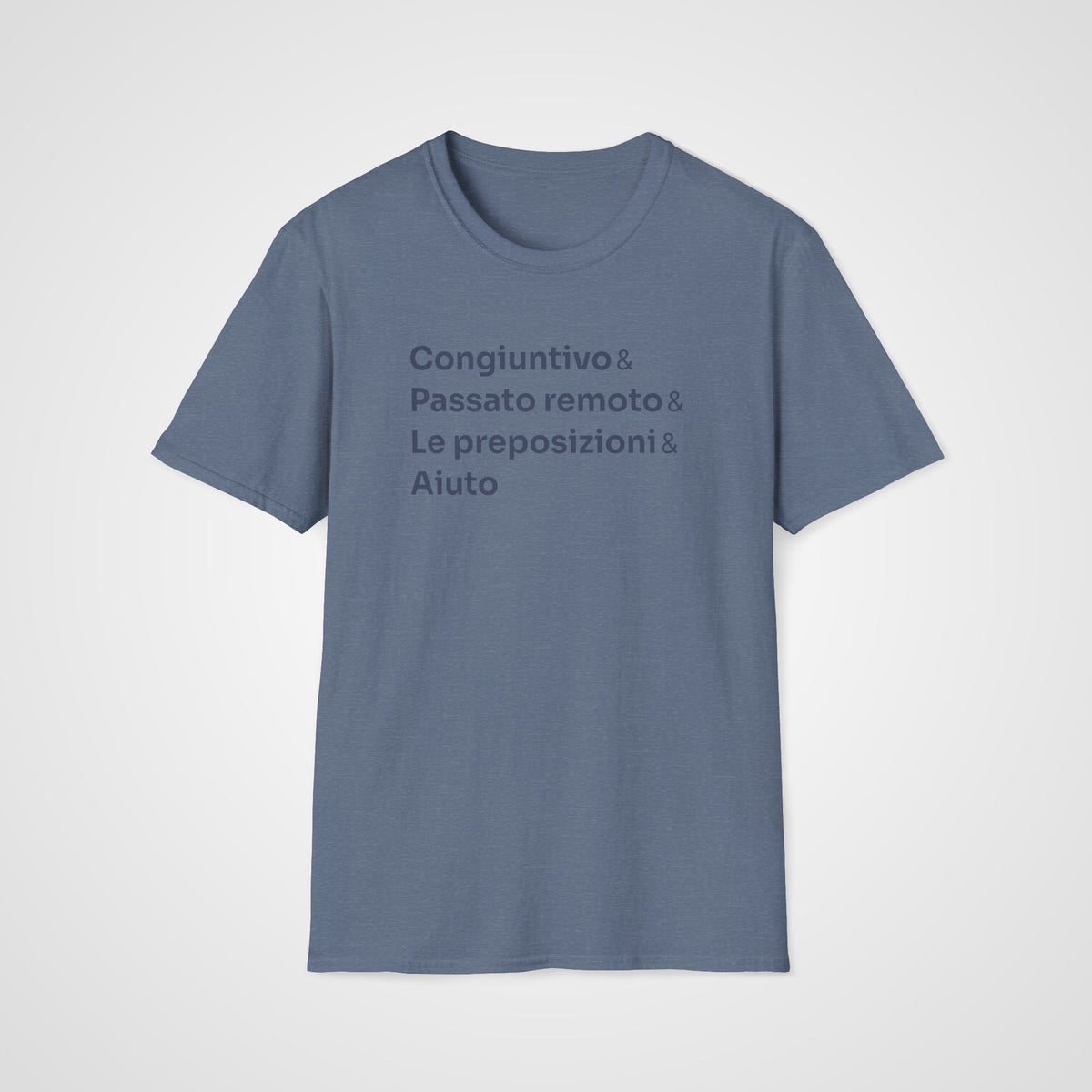 Italian Grammar Aiuto T-Shirt in Heather Indigo