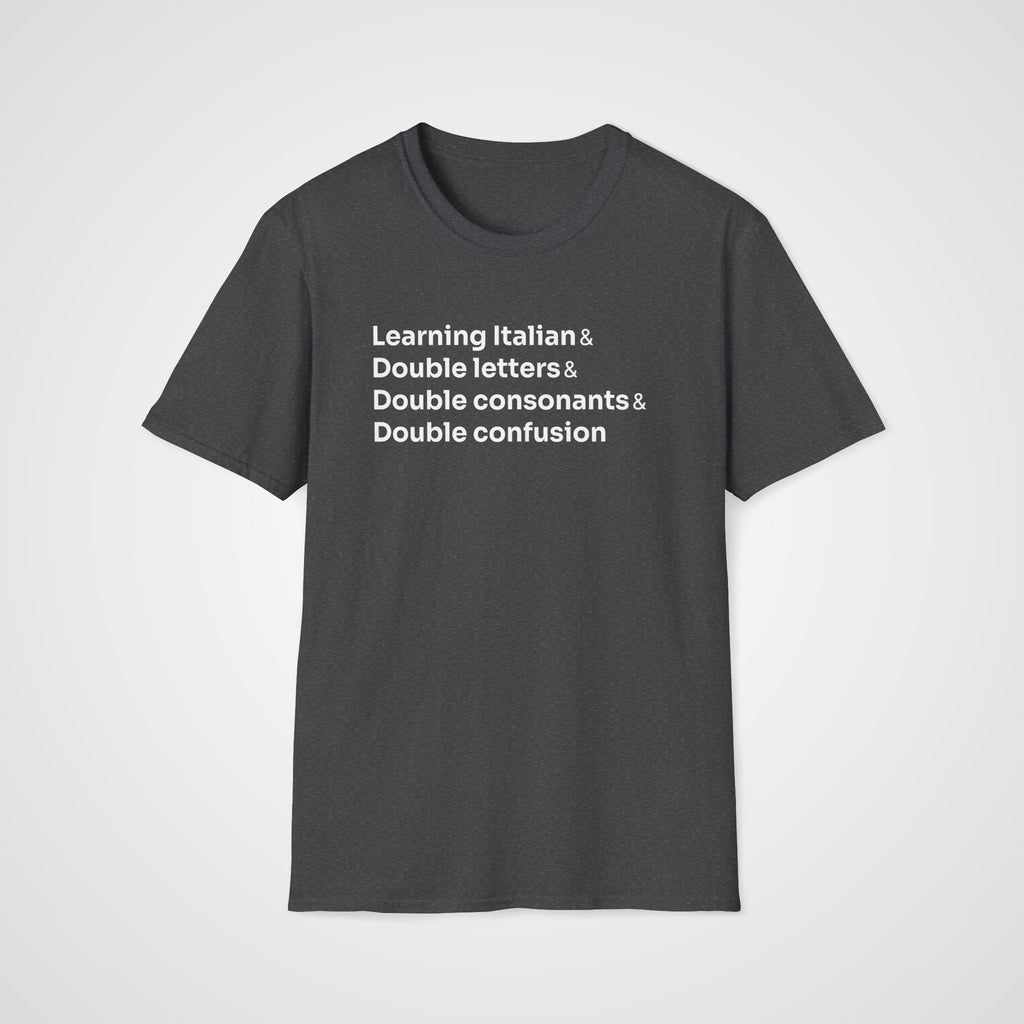 Double Letters Italian T-Shirt in Dark Heather