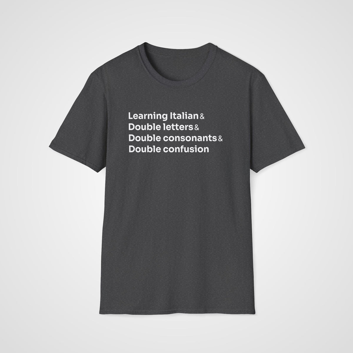 Double Letters Italian T-Shirt in Dark Heather