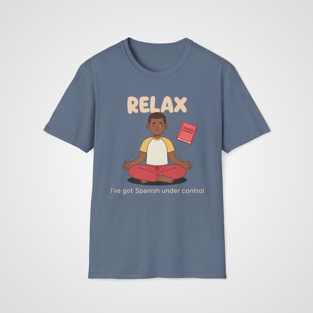 Relax Spanish Learner T-Shirt in Heather Indigo