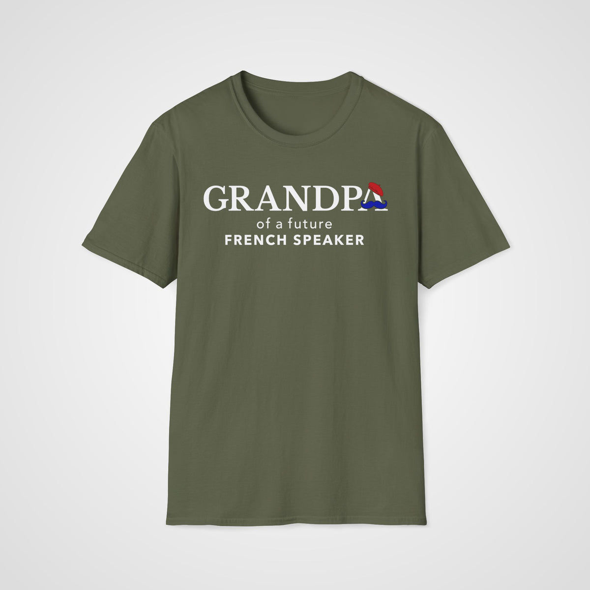 French Learner Grandpa T-Shirt in Military Green
