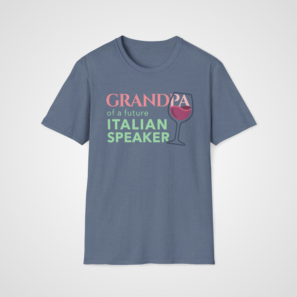 Italian Learner Grandpa T-Shirt in Heather Indigo