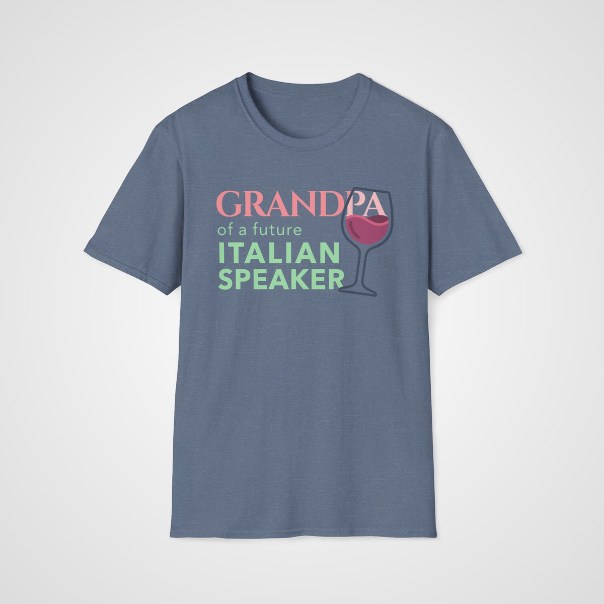 Italian Learner Grandpa T-Shirt in Heather Indigo