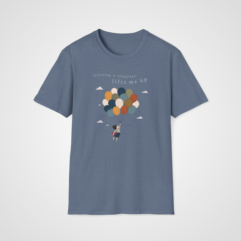 Language Learning T-Shirt in Heather Indigo