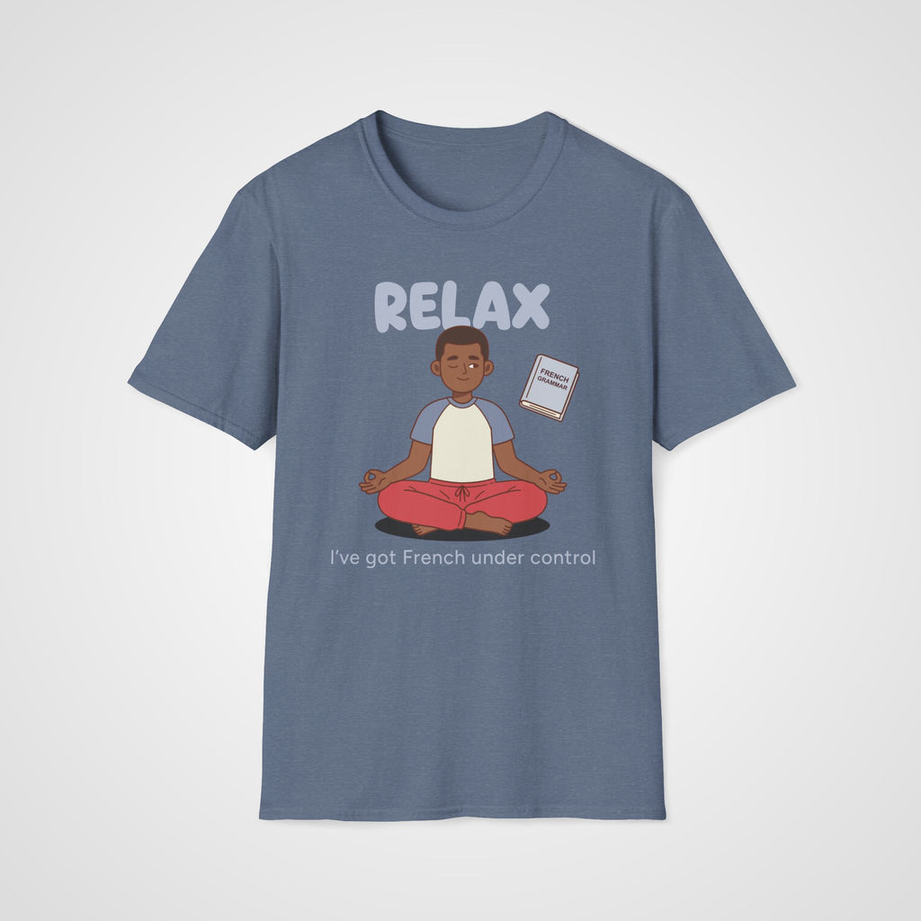 Relax French Learner T-Shirt in Heather Indigo