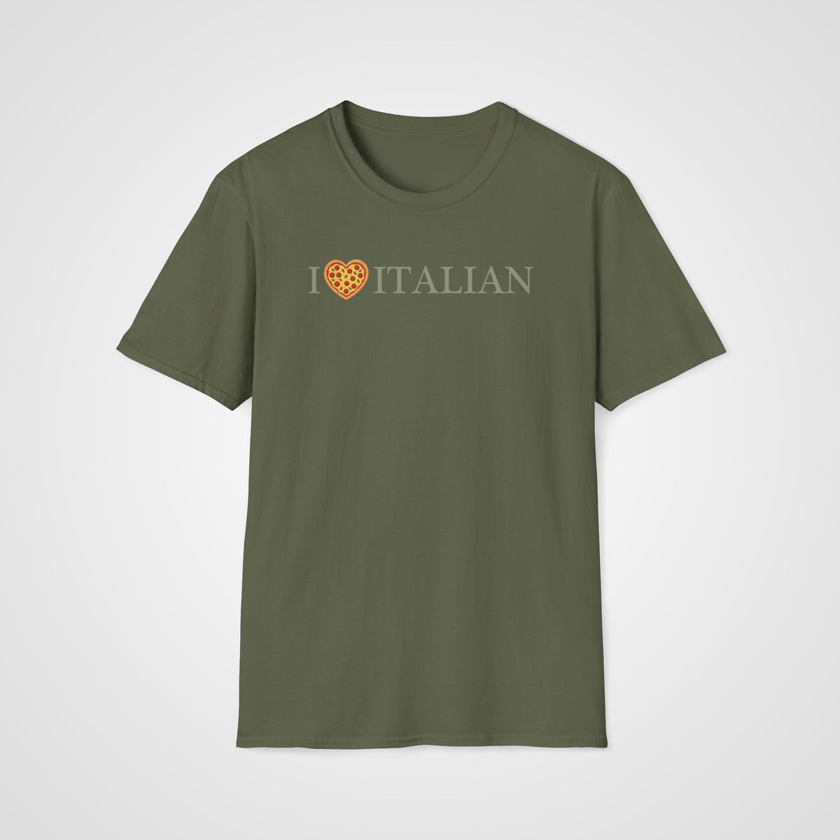 I Love Italian Pizza Heart T-Shirt in Military Green